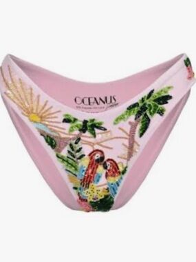 Embroidered Pink Women's Bikini Bottom